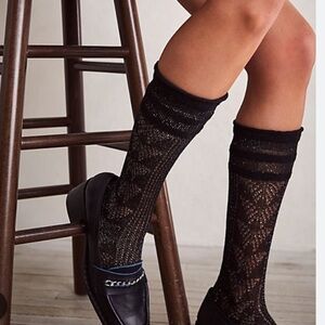 Free people high heel jungle folklaw black socks new in package